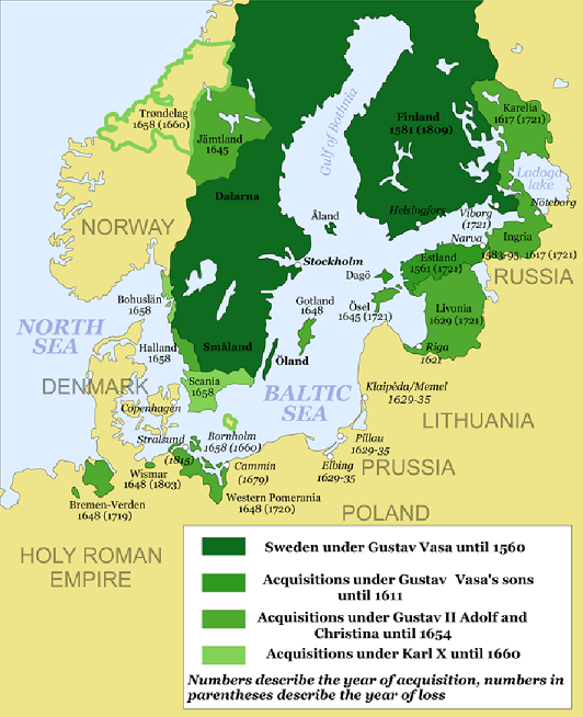 L'empire suédois en 1675 au début de la guerrede Scanie